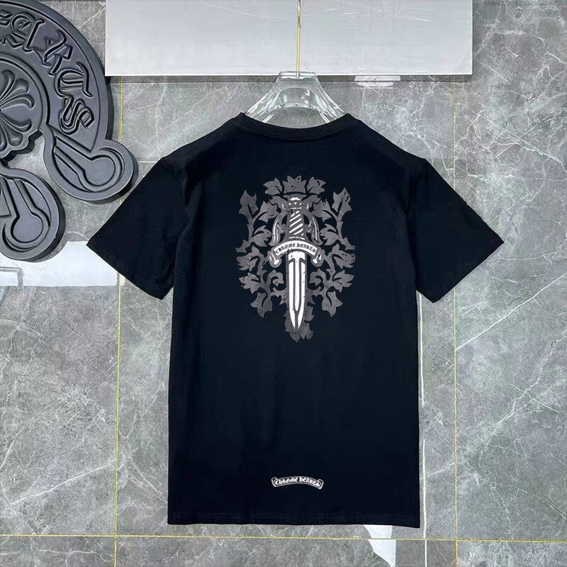 Chrome Hearts Black Grey Dagger Floral T-Shirt