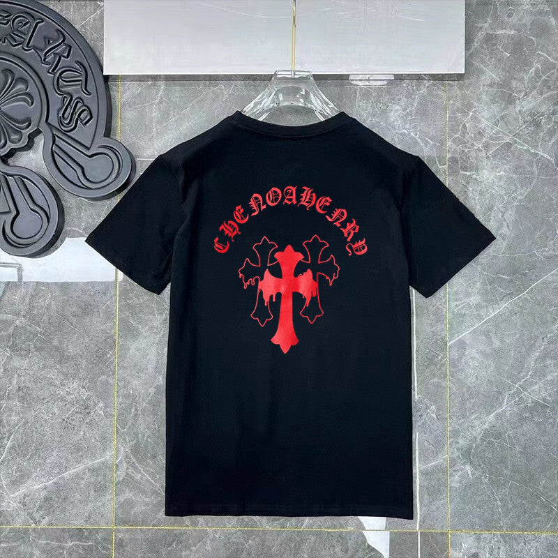 Chrome Hearts Black Red Horseshoe Cross T-Shirt