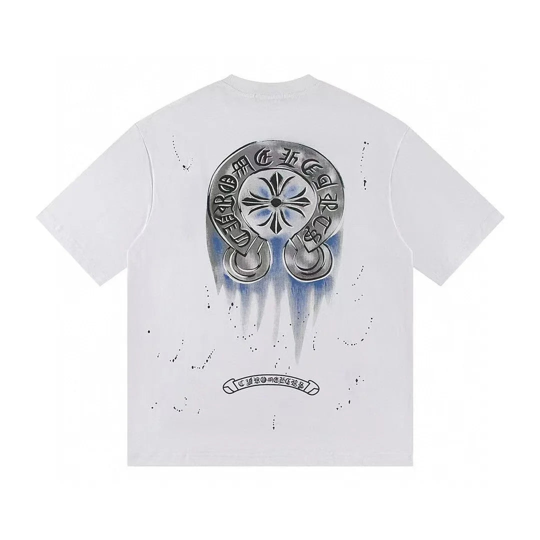 Chrome Hearts White Drip Horseshoe T-Shirt