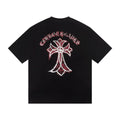 Chrome Hearts Black Pink Script Cross T-Shirt