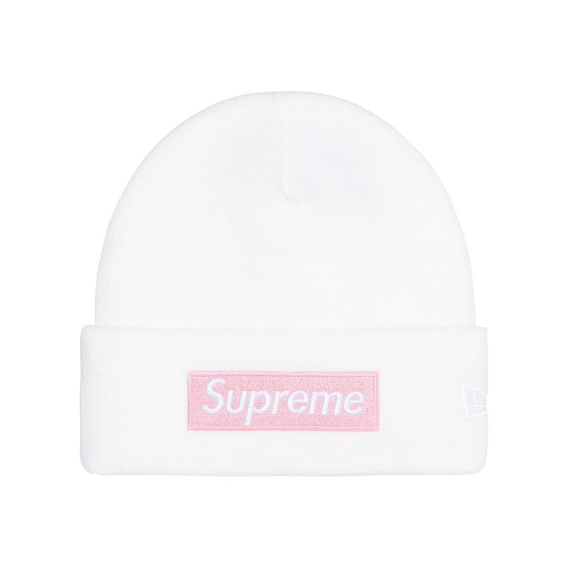 Supreme Box Logo Beanie - White and Pink