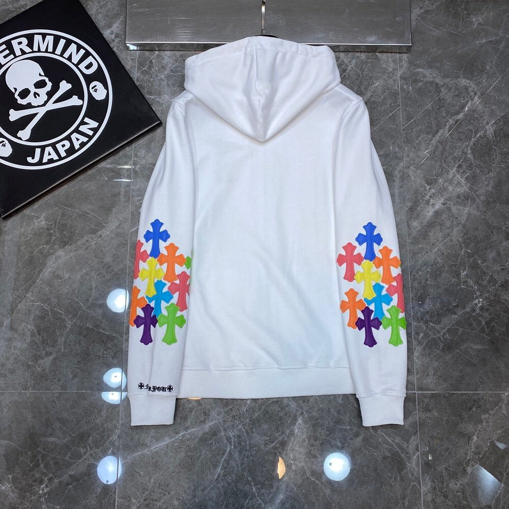 Chrome Hearts White Multicolor Cross Hoodie